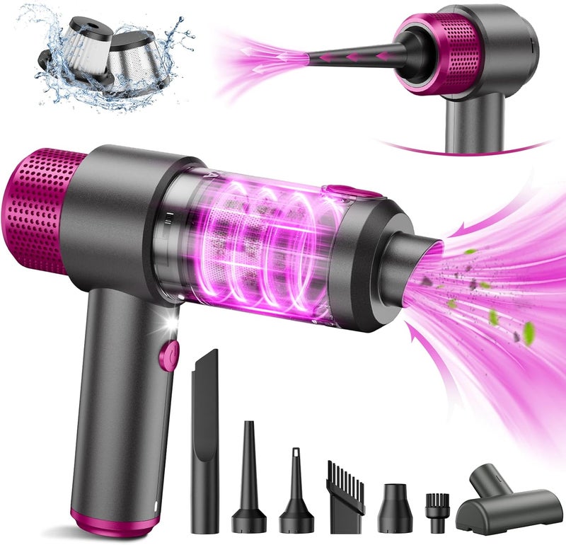 EYYA Handheld Cordless Car Vacuum Cleaner, 4-in-1 Portable Mini Car Vacuum Cleaner, 15000PA High Power & Air Duster with LED Light for Home Office - Image 1